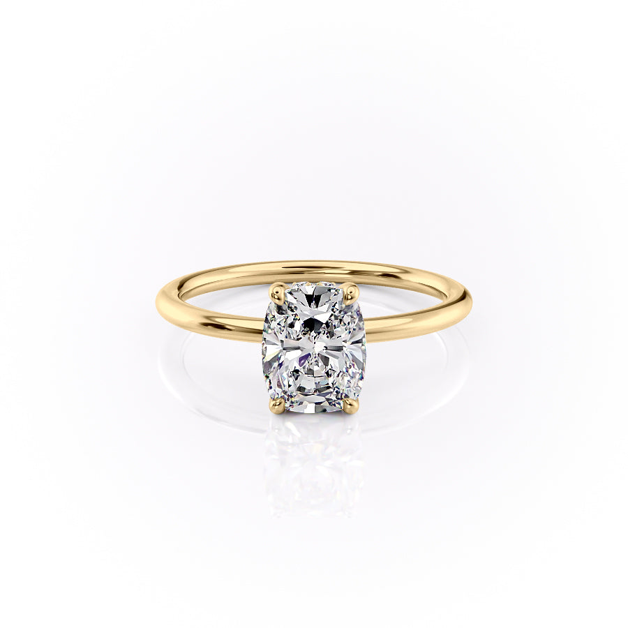 The Sandra Set With A 4 Carat Elongated Cushion Moissanite