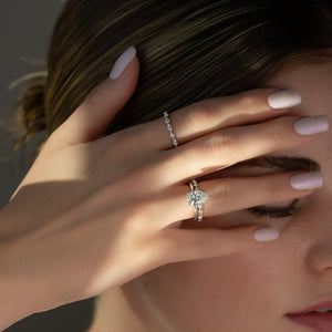 The Sandra Set With A 1 Carat Pear Lab Diamond