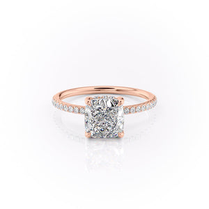 The Pave Sandra Set With A 1 Carat Cushion Lab Diamond