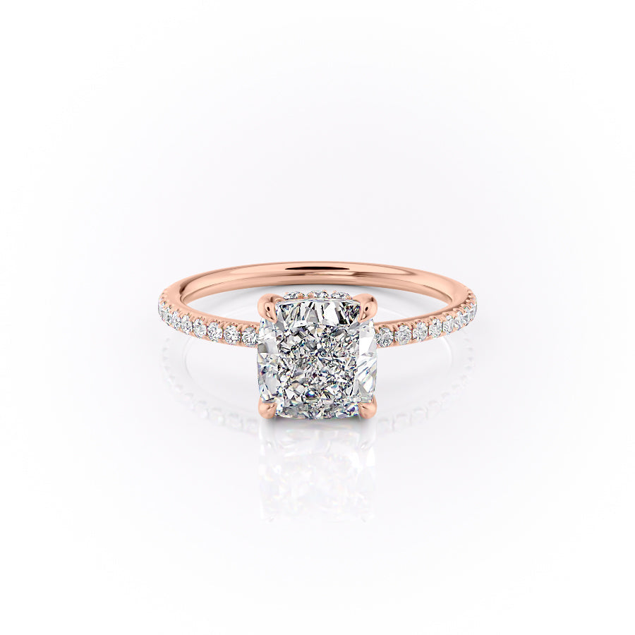 The Pave Sandra Set With A 3 Carat Cushion Lab Diamond
