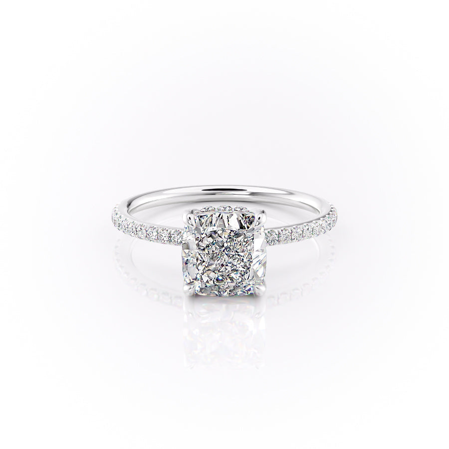 The Pave Sandra Set With A 2 Carat Cushion Lab Diamond