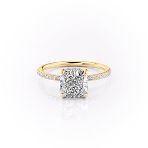 The Pave Sandra Set With A 2 Carat Cushion Lab Diamond