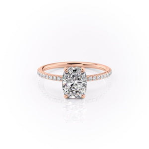 The Pave Sandra Set With A 1.5 Carat Elongated Cushion Lab Diamond