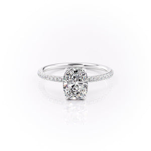 The Pave Sandra Set With A 2 Carat Elongated Cushion Lab Diamond