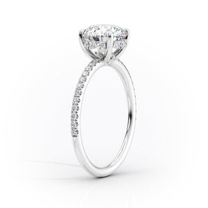 The Pave Sandra Set With A 3 Carat Elongated Cushion Lab Diamond