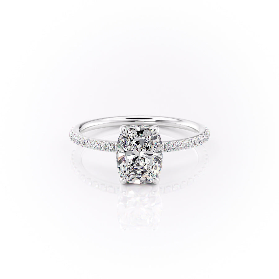The Pave Sandra Set With A 1 Carat Elongated Cushion Lab Diamond