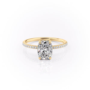 The Pave Sandra Set With A 1.5 Carat Elongated Cushion Lab Diamond