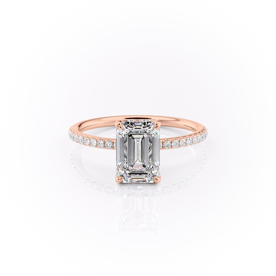 The Pave Sandra Set With A 1 Carat Emerald Lab Diamond