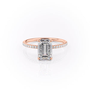 The Pave Sandra Set With A 4 Carat Emerald Moissanite