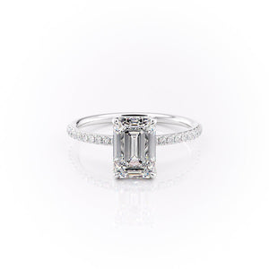 The Pave Sandra Set With A 1 Carat Emerald Moissanite