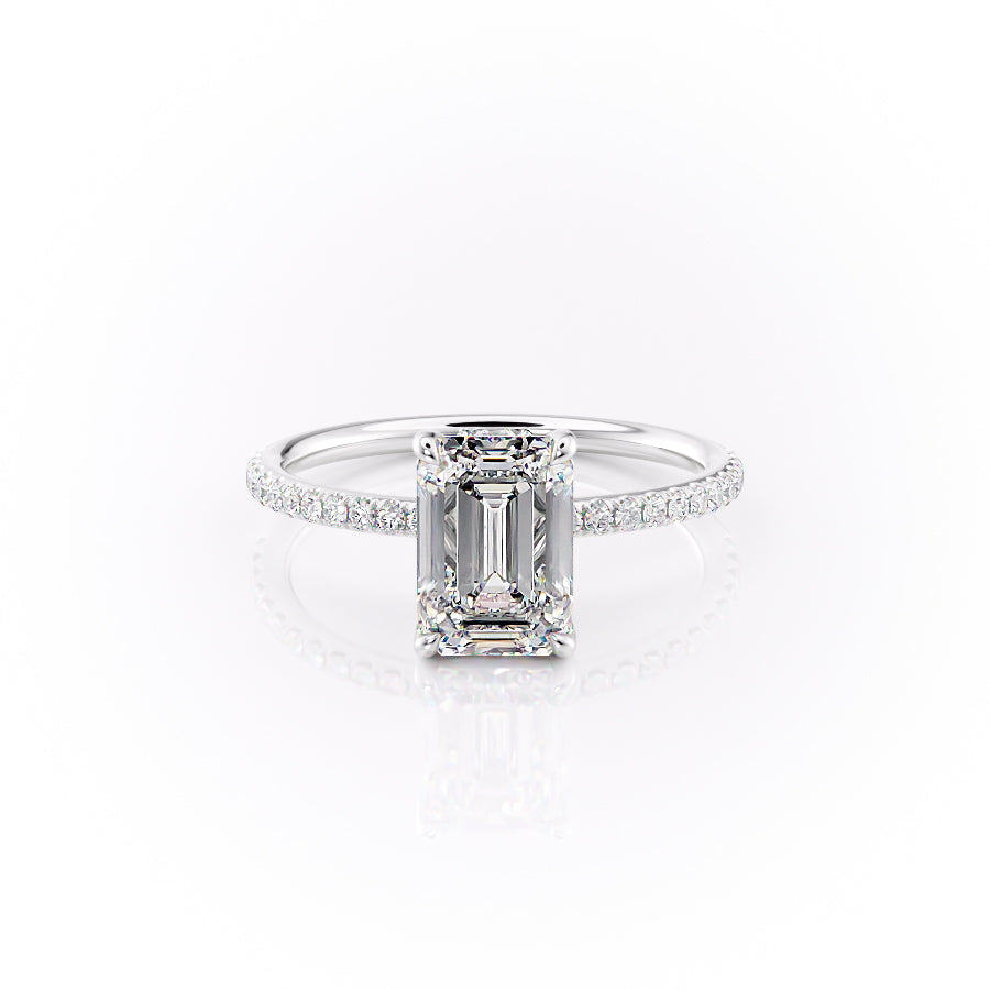 The Pave Sandra Set With A 2.5 Carat Emerald Lab Diamond