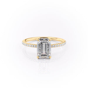 The Pave Sandra Set With A 2 Carat Emerald Moissanite