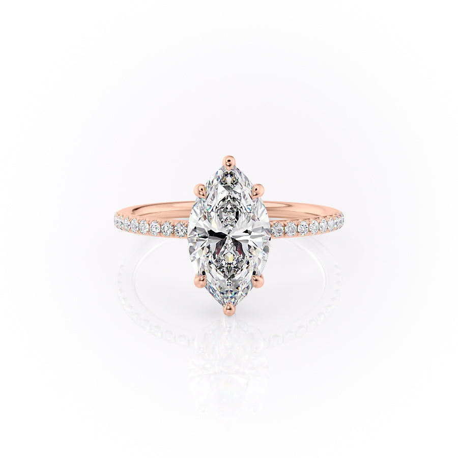 The Pave Sandra Set With A 1 Carat Marquise Moissanite