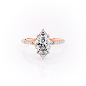 The Pave Sandra Set With A 1.5 Carat Marquise Lab Diamond
