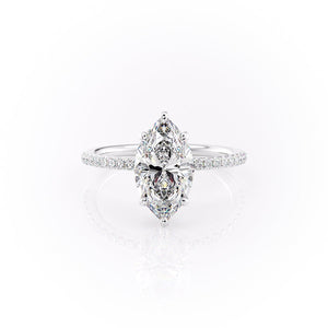 The Pave Sandra Set With A 3 Carat Marquise Lab Diamond