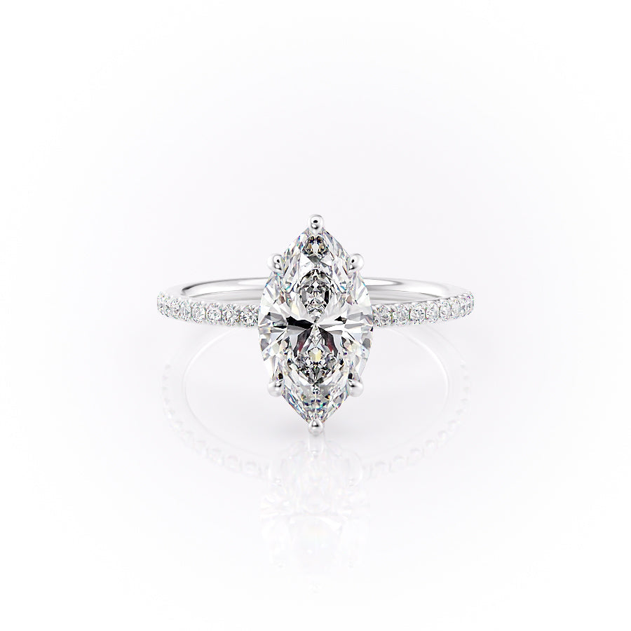 The Pave Sandra Set With A 2.5 Carat Marquise Lab Diamond