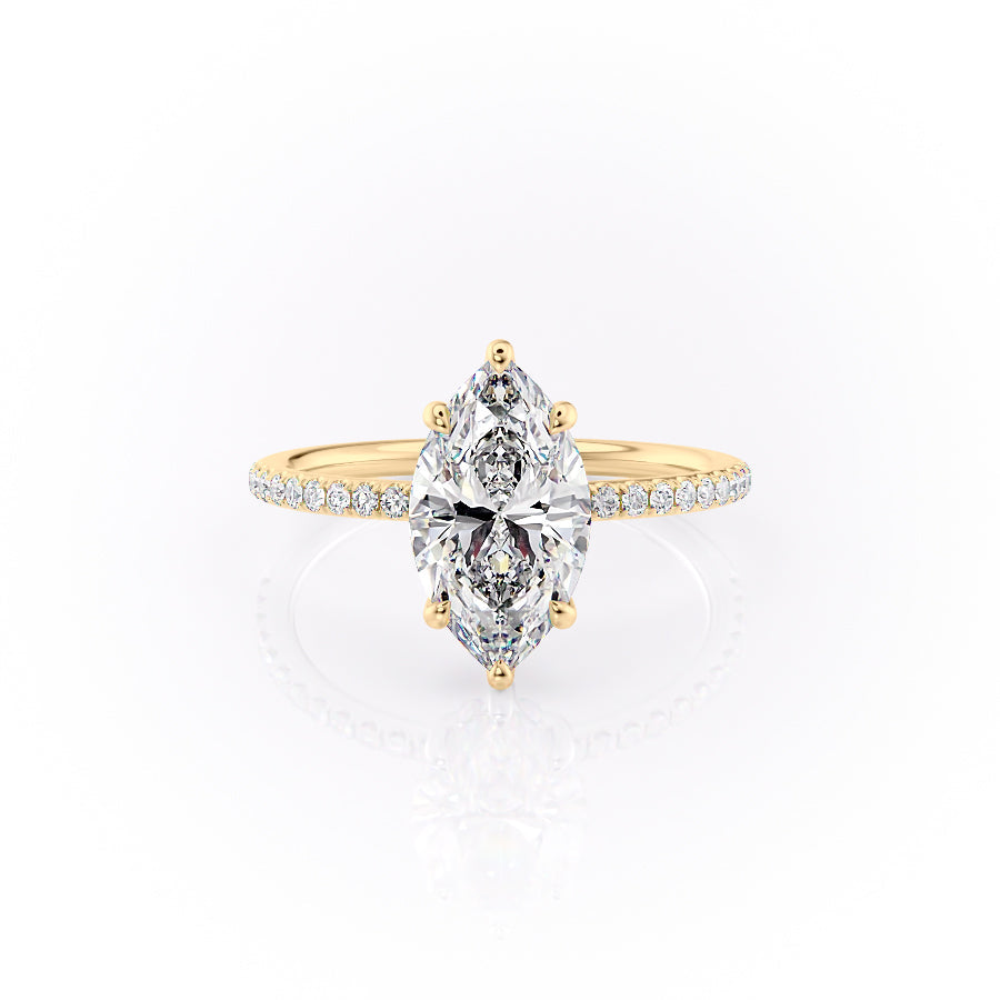 The Pave Sandra Set With A 4 Carat Marquise Moissanite