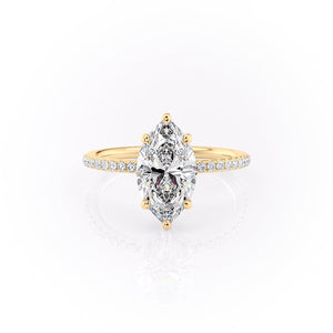 The Pave Sandra Set With A 3 Carat Marquise Moissanite
