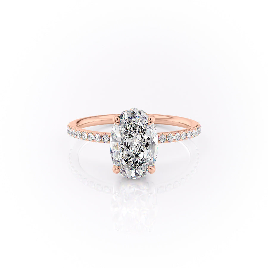 The Pave Sandra Set With A 1.5 Carat Oval Lab Diamond