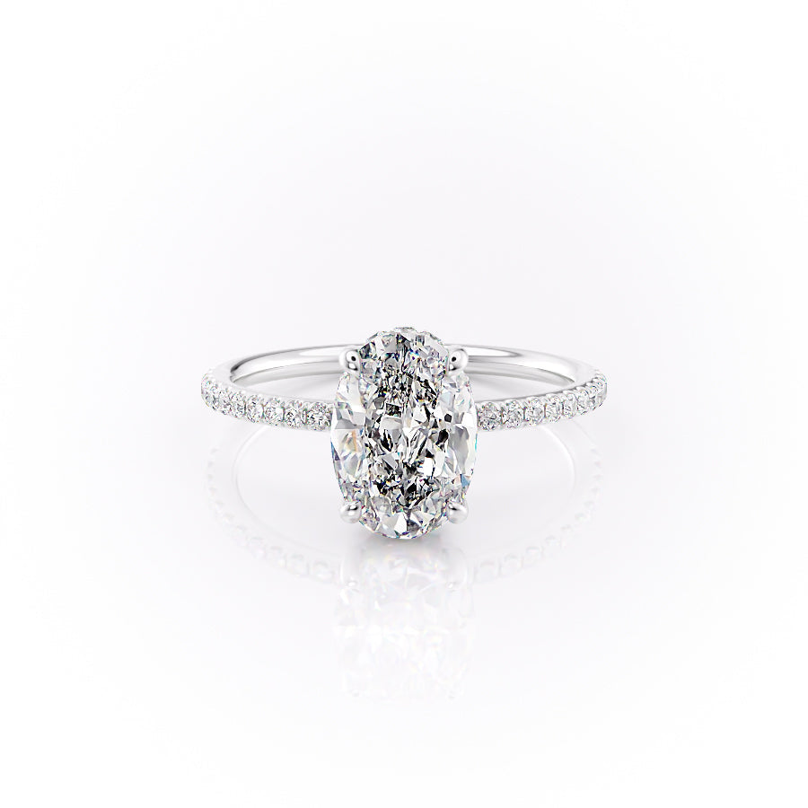 The Pave Sandra Set With A 2 Carat Oval Lab Diamond