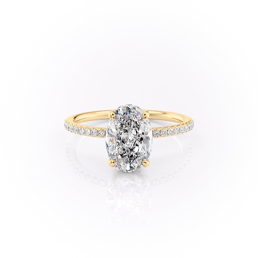 The Pave Sandra Set With A 3 Carat Oval Lab Diamond