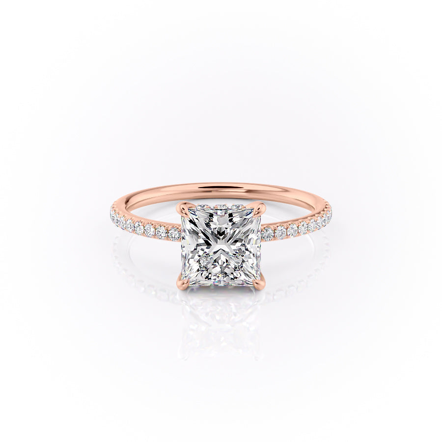 The Pave Sandra Set With A 4 Carat Princess Moissanite