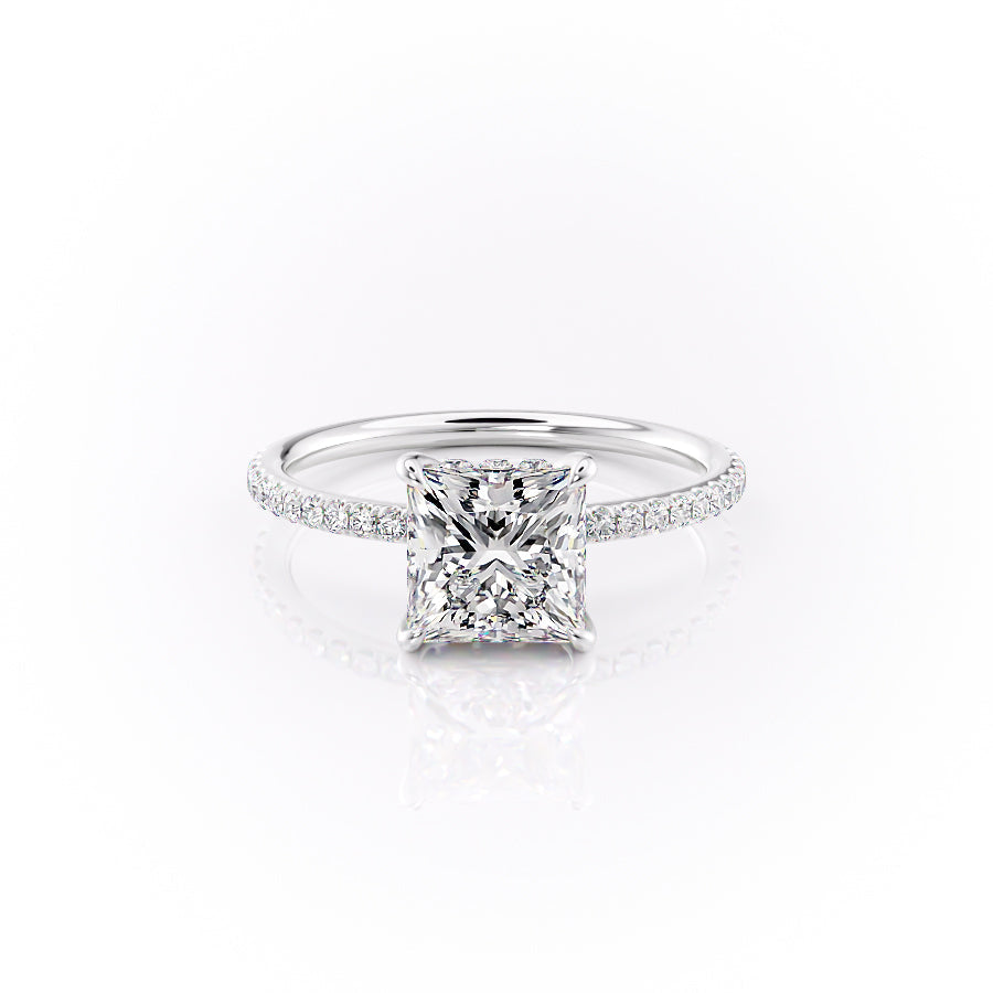 The Pave Sandra Set With A 2 Carat Princess Moissanite