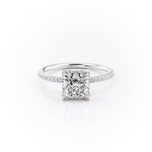 The Pave Sandra Set With A 1.5 Carat Princess Lab Diamond