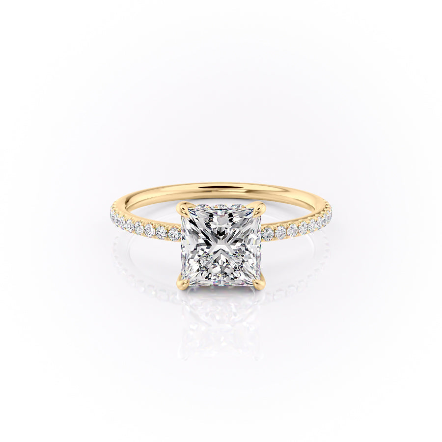 The Pave Sandra Set With A 2 Carat Princess Moissanite