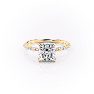 The Pave Sandra Set With A 2.5 Carat Princess Lab Diamond