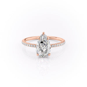 The Pave Sandra Set With A 2 Carat Pear Lab Diamond