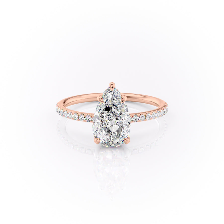 The Pave Sandra Set With A 4 Carat Pear Moissanite