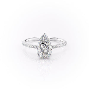 The Pave Sandra Set With A 1.5 Carat Pear Lab Diamond