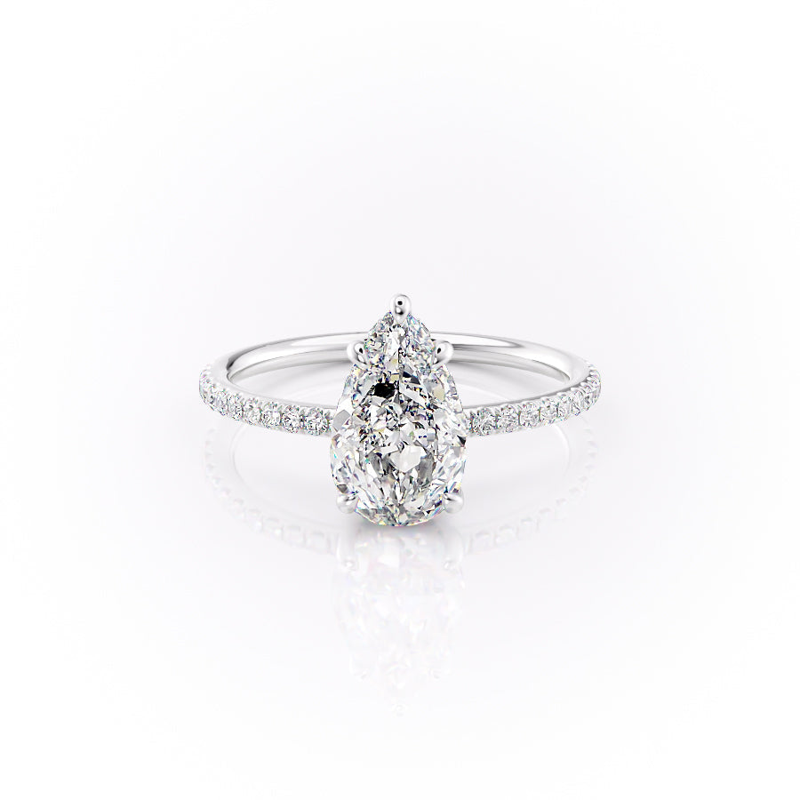 The Pave Sandra Set With A 4 Carat Pear Moissanite