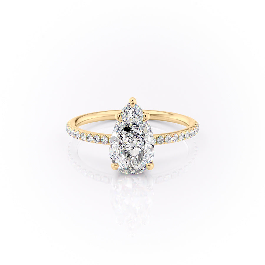 The Pave Sandra Set With A 2 Carat Pear Lab Diamond