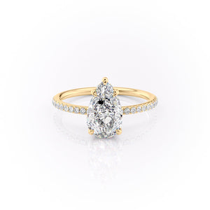 The Pave Sandra Set With A 1.5 Carat Pear Lab Diamond