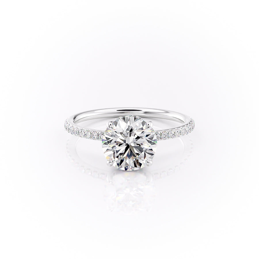 The Pave Sandra Set With A 1 Carat Round Moissanite