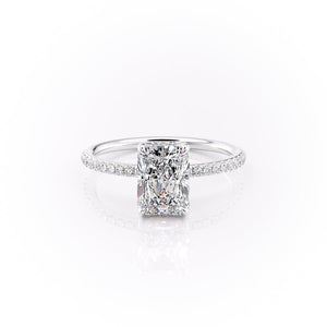 The Pave Sandra Set With A 1 Carat Radiant Lab Diamond