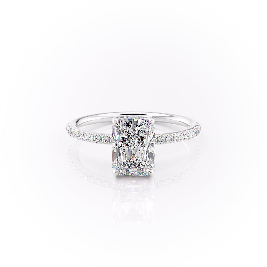 The Pave Sandra Set With A 3 Carat Radiant Lab Diamond