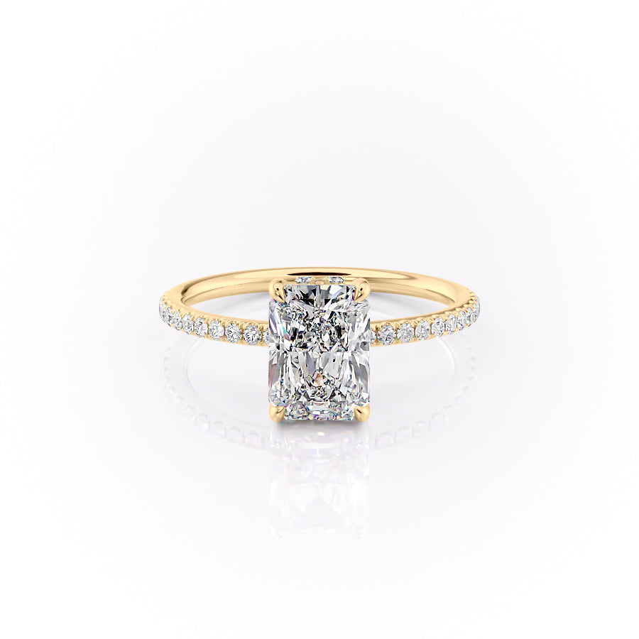 The Pave Sandra Set With A 2 Carat Radiant Lab Diamond