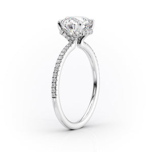 The Pave Margot Set With A 4 Carat Elongated Cushion Moissanite