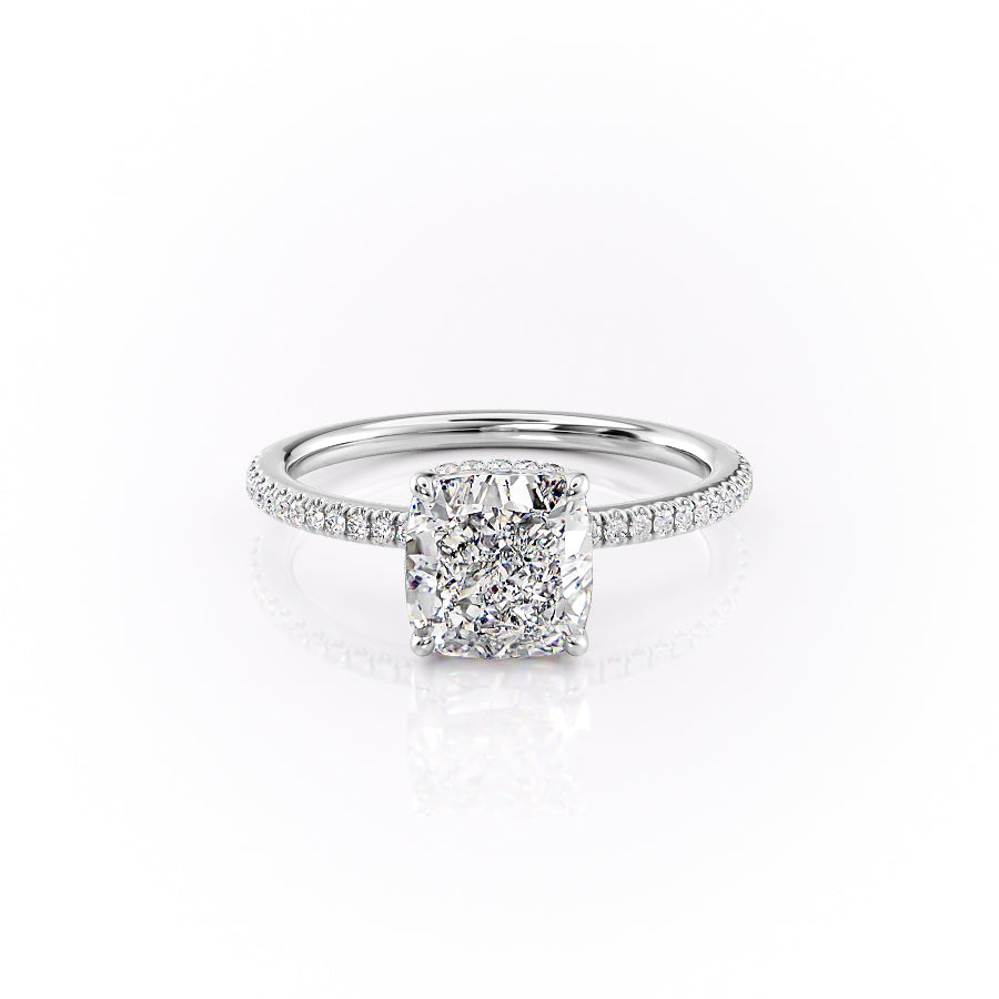 The Pave Margot Set With A 2 Carat Cushion Lab Diamond