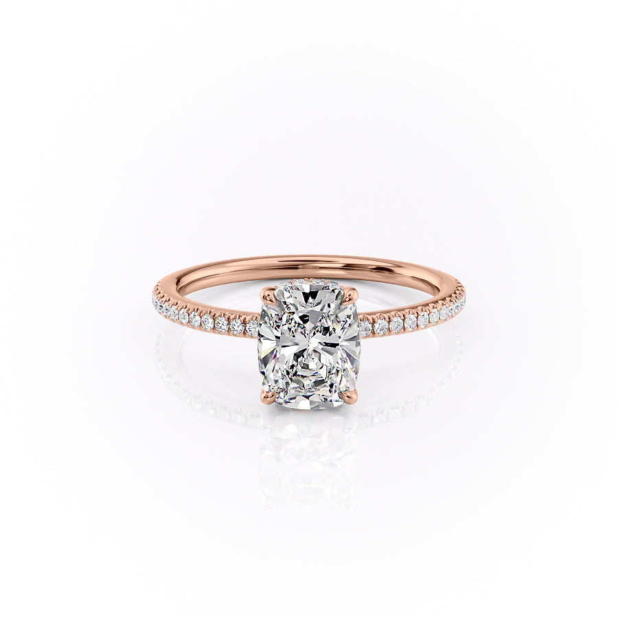 The Pave Margot Set With A 3 Carat Elongated Cushion Lab Diamond