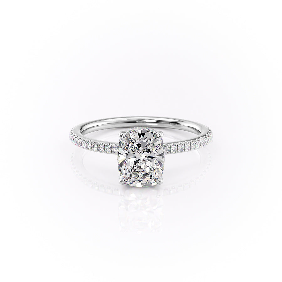 The Pave Margot Set With A 1 Carat Elongated Cushion Lab Diamond