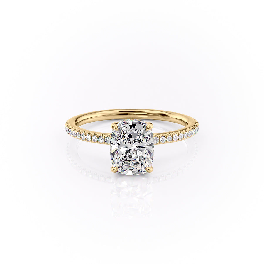 The Pave Margot Set With A 5 Carat Elongated Cushion Moissanite