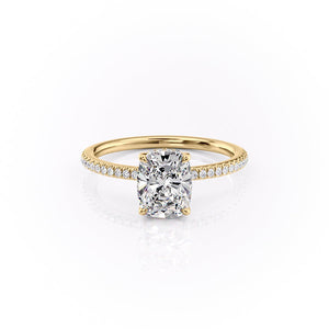 The Pave Margot Set With A 2 Carat Elongated Cushion Moissanite