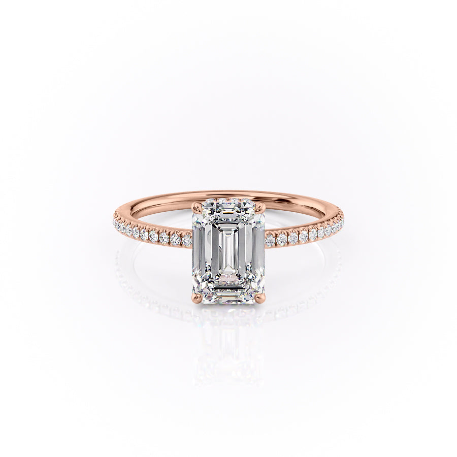 The Pave Margot Set With A 3 Carat Emerald Moissanite
