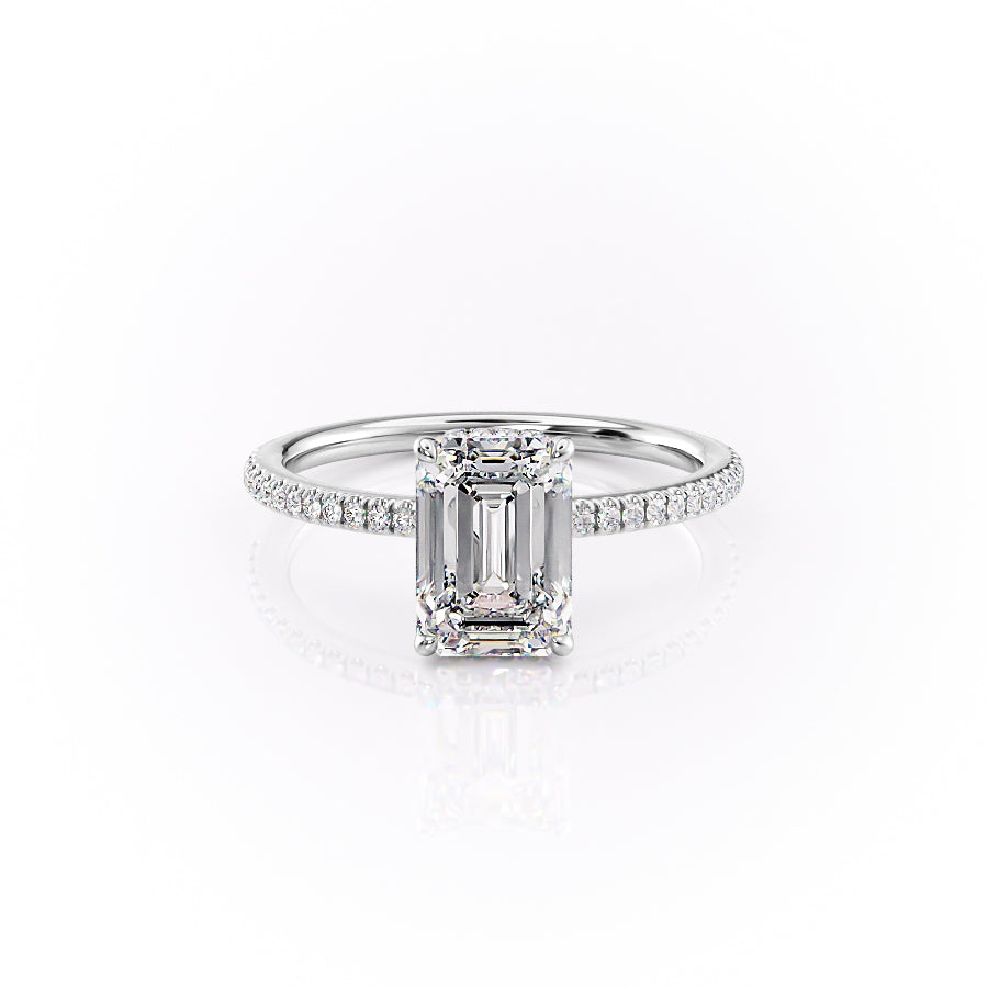 The Pave Margot Set With A 4 Carat Emerald Moissanite
