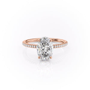 The Pave Margot Set With A 5 Carat Oval Moissanite