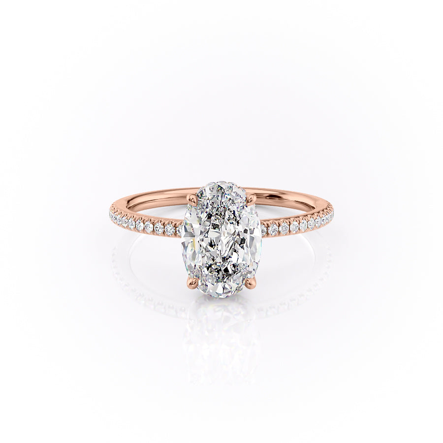 The Pave Margot Set With A 1.5 Carat Oval Lab Diamond